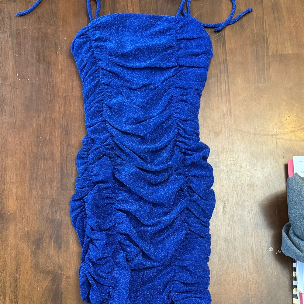 Jump Apparel Blue Ruched Dress